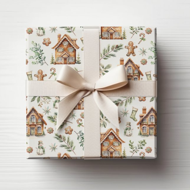 Pepparkakestema presentpapper för högtider (Gingerbread Holiday Wrapping Paper
)