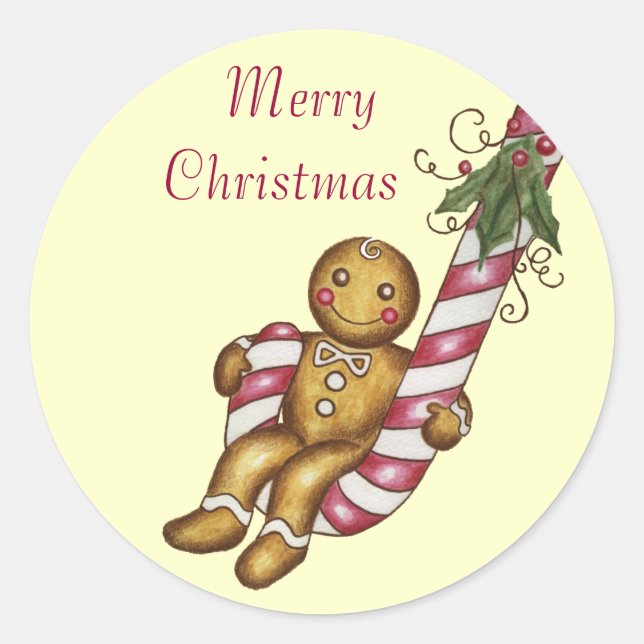 Pepparkakesticker Runt Klistermärke (Framsida)