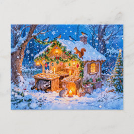 Pepparkakestuga i snö vykort