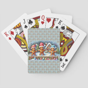Pepparkakfamilj Snöig Julscen Casinokort