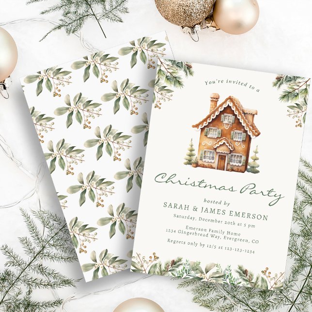 Pepparkakjulparty Inbjudningar (Gingerbread Christmas Party Invitation
)