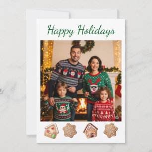Pepparkakor Enkel Anpassad Familjefoto Gör-det-sjä Julkort