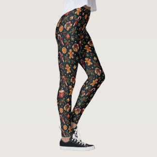 Pepparkaks Candy Cane Varm Choklad Julmönster Leggings