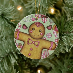 Pepparkaks godis julgran julgransprydnad keramik