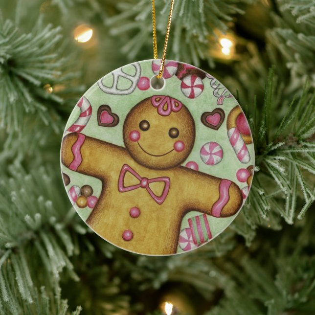 Pepparkaks godis julgran julgransprydnad keramik (Träd)