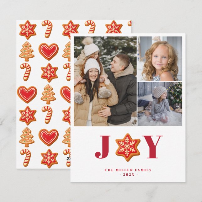 Pepparkaks kakor glädje högtid flerbilderkort julkort (Fram/baksida)