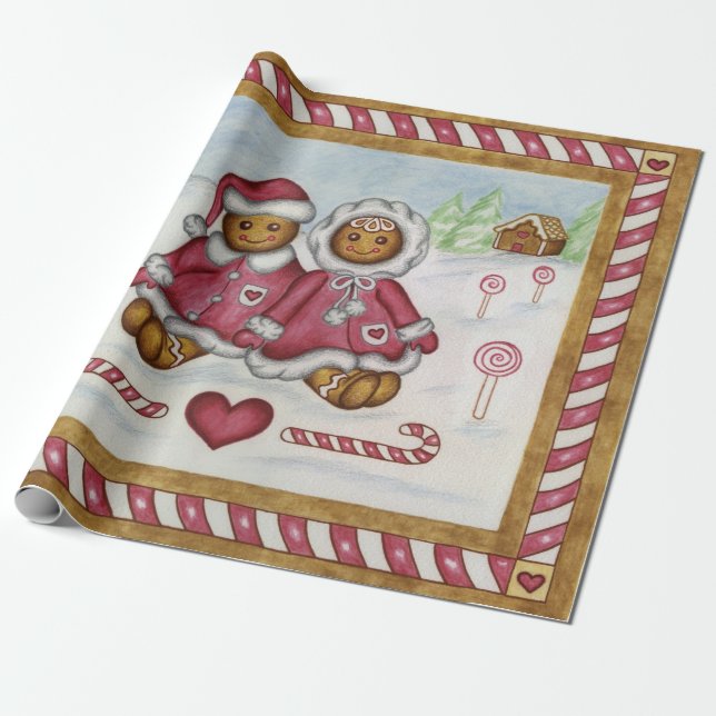 Pepparkaks Pojke Flick Jul Presenpapper Presentpapper (Utrullad)