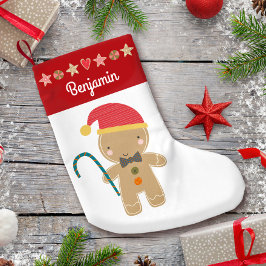 Pepparkaks Pojke Holiday Kaka Röd Kant Namn Liten Julstrumpa