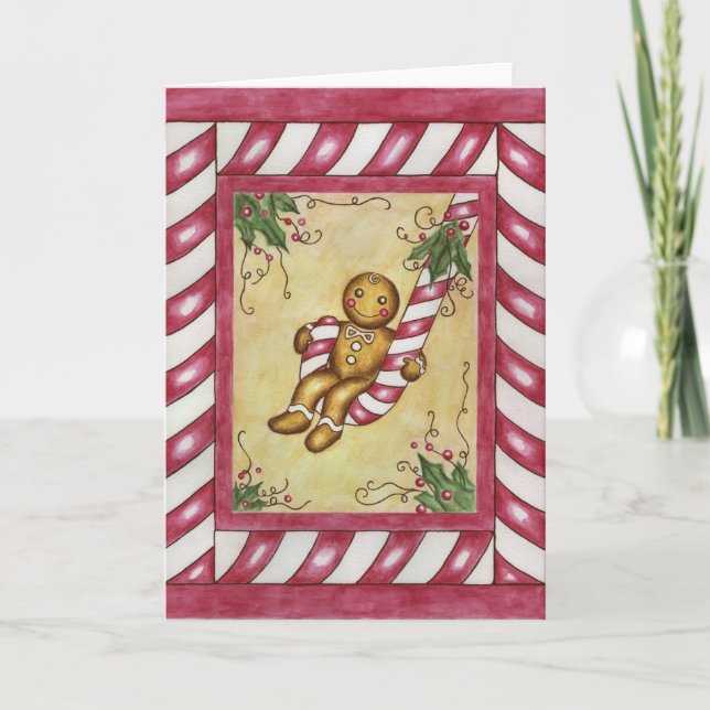 Pepparkaks Pojke Karamellpinne Julkort Helgkort (Framsida)