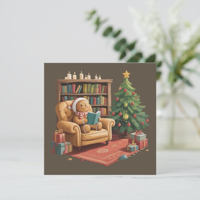 Pepparkaksbokläsning Jul för lärare  Julkort (Stående Fram)