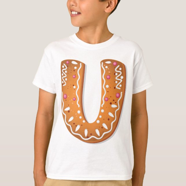 Pepparkaksbrev U Monogram Högtidsbulle T Shirt (Framsida)