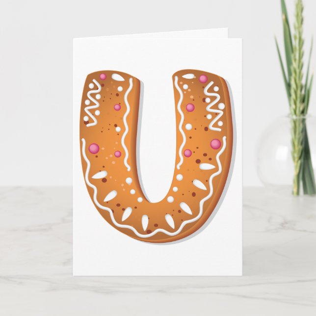 Pepparkaksbrev U Monogram Julcookie Kort (Framsida)
