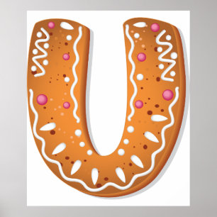 Pepparkaksbrev U Monogram Julgodis Poster