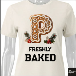 Pepparkaksbrevstämpel Jul Första Bokstaven P T Shirt