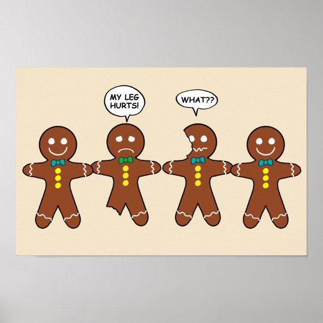 Pepparkaksbulle Mitt ben gör ont jul Poster (Framsidan)