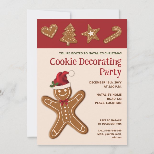 Pepparkakscookies - Sockerkakspartaj Inbjudningar (Framsida)