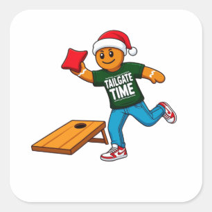 Pepparkakscornhole jul sport semester fyrkantigt klistermärke