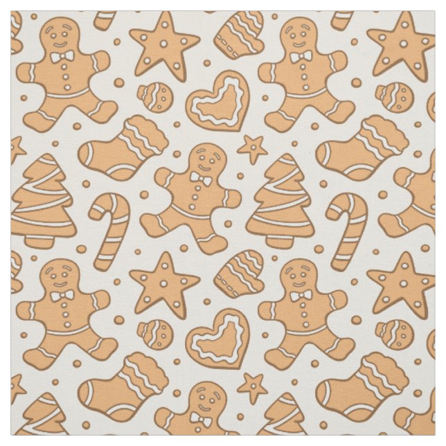 Pepparkaksfigurer Neutral jul beige Tyg (Provkarta)