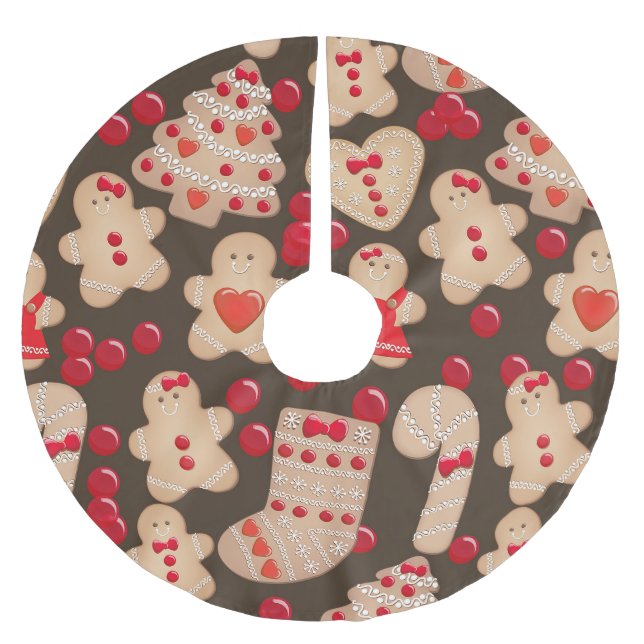 Pepparkaksgingubbar jul julgransmatta borstad polyester (Framsidan)