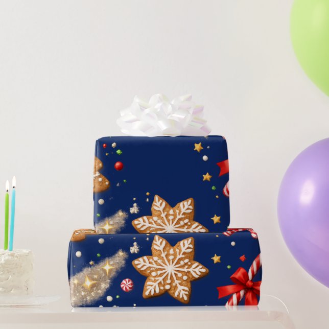 Pepparkaksgodisar och sockertoppar presentpapper (Festgåvor)