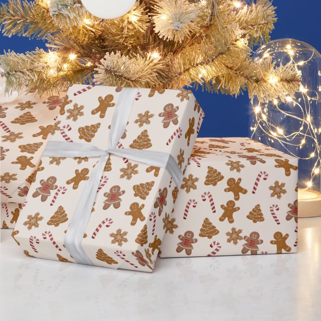 Pepparkaksgodisar och sockertoppar presentpapper (Helgdagar)