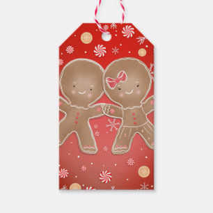 Pepparkaksgosse flicka pepparmynta högtid jul presentetikett