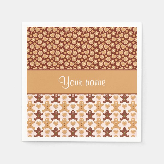 Pepparkaksgubbar Ansikte och Hjärter Pappersservett (Framsidan)