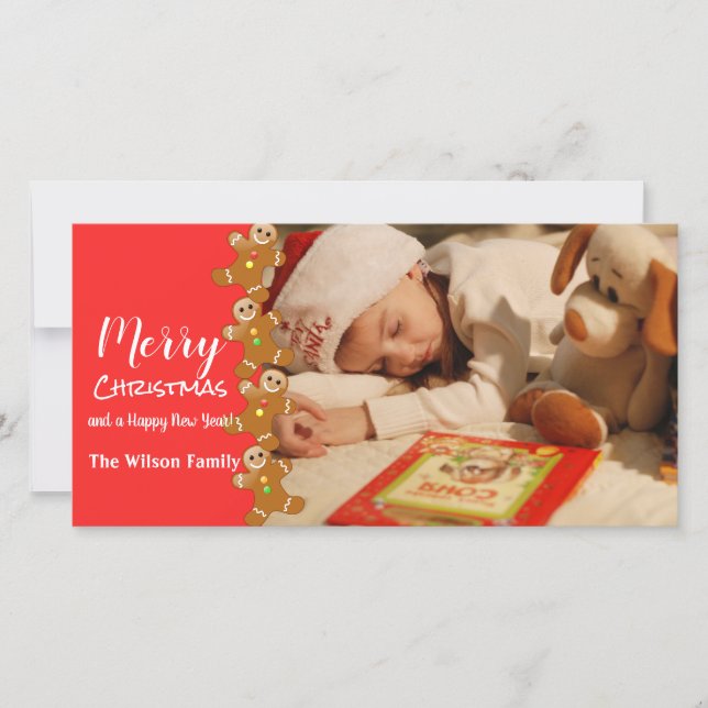 Pepparkaksgubbar Foto Hälsning Julkort (Framsida)