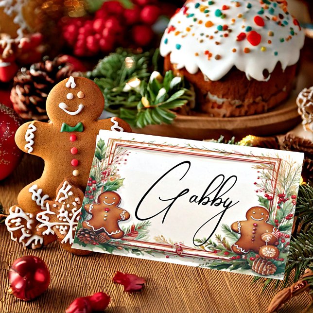 Pepparkaksgubbar jul placeringskort (Skapare uppladdad)