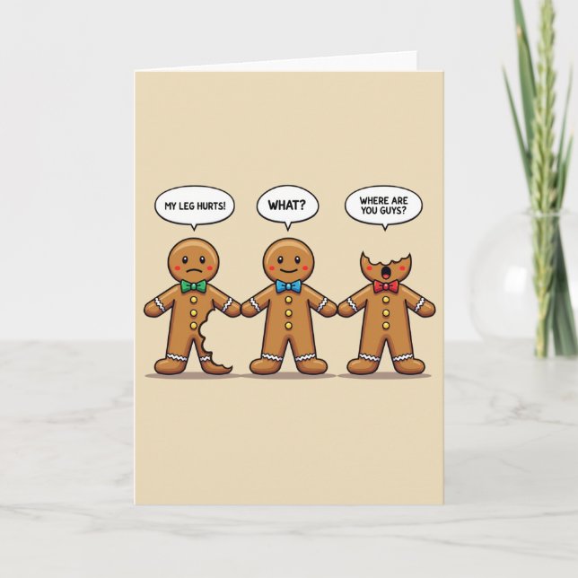 Pepparkaksgubbar Jul Serieteckning Humor Kort (Framsida)
