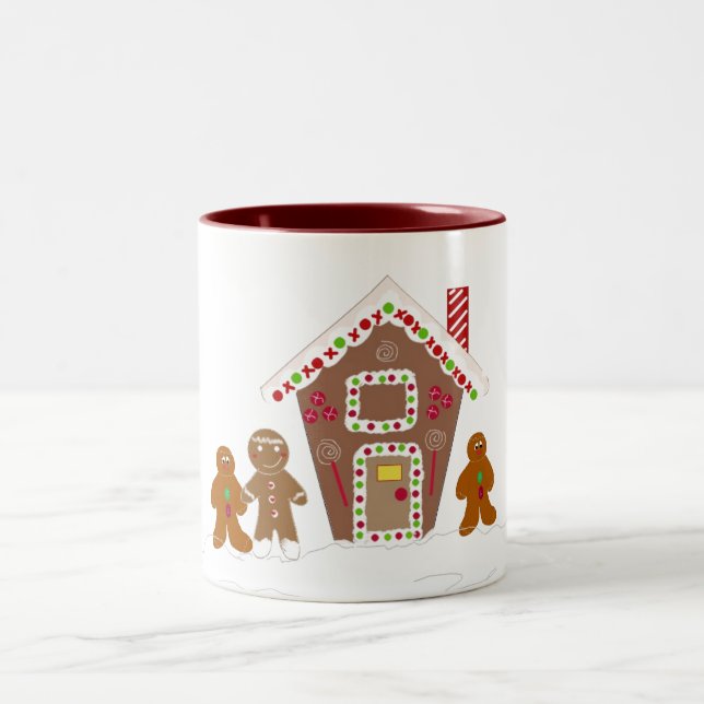 Pepparkaksgubbar med Gingerbröd House Två-Tonad Mugg (Center)