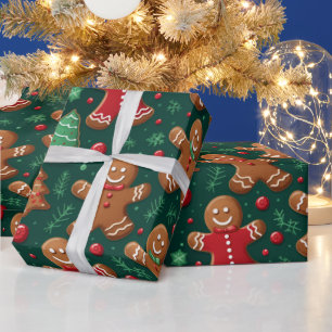 Pepparkaksgubbar och Julgranar jul Presentpapper