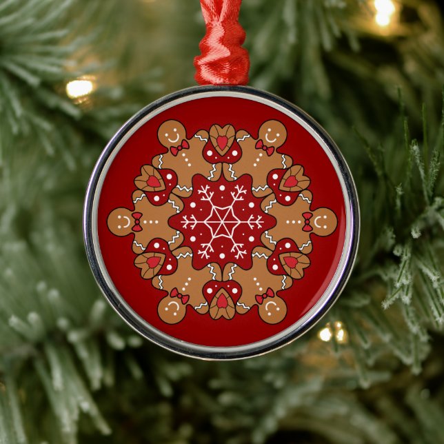 Pepparkaksgubbar och snöflake Mandala Julgransprydnad Metall (Träd)