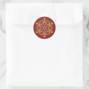 Pepparkaksgubbar och snöflake Mandala Runt Klistermärke