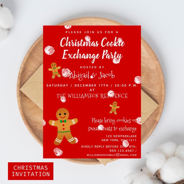 Pepparkaksgubbar: Party, Cookie Excange Inbjudningar (Skapare uppladdad)