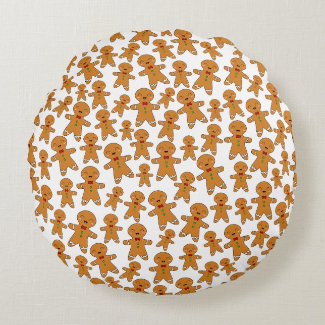 Pepparkaksgubbar Rund Kudde (Framsidan)