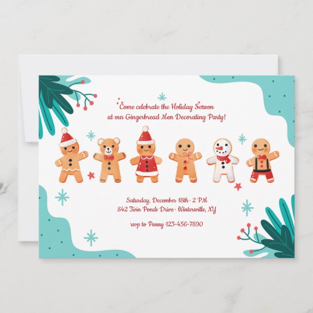 Pepparkaksgubbar som ordnar gruppinbjudan inbjudningar (Framsida)