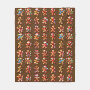 Pepparkaksgubbar till jul på Rik Mörk Brown Fleecefilt