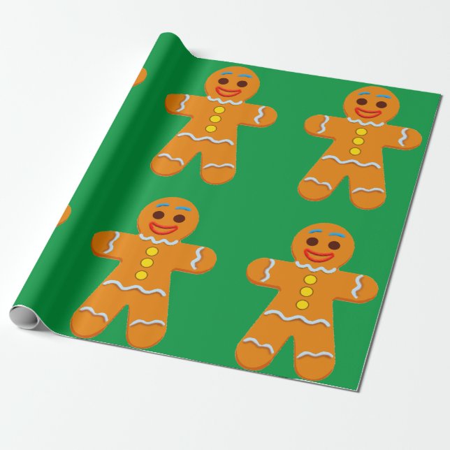 Pepparkaksgubbe 2 Papper radbrytning Presentpapper (Utrullad)