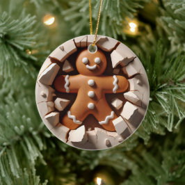 Pepparkaksgubbe 3D-effekt INTE faktisk 3D Julgransprydnad Keramik