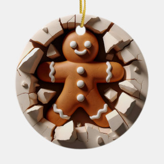 Pepparkaksgubbe 3D-ornament Julgransprydnad Keramik