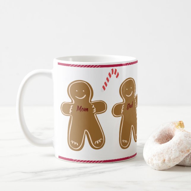 Pepparkaksgubbe Anpassa Namn Family Helgdag Kaffemugg (Med munk)