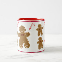 Pepparkaksgubbe Anpassa Namn Family Helgdag Två-Tonad Mugg