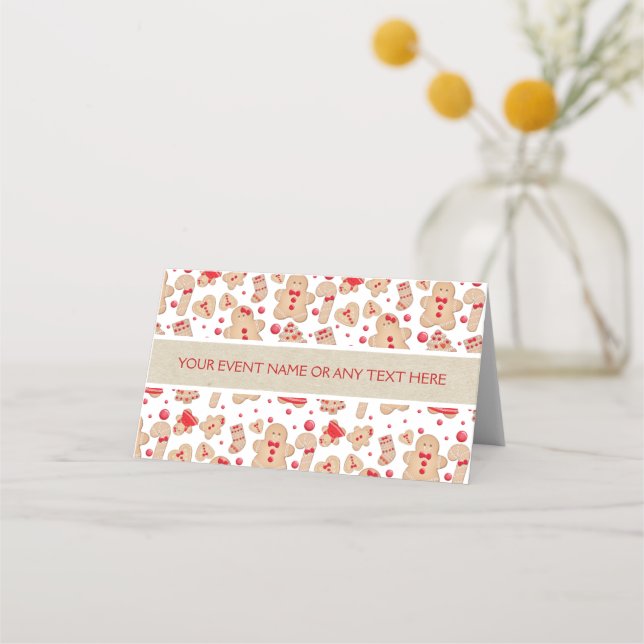 Pepparkaksgubbe Bakade Kakor Rustik Whimsy Placeringskort (Framsida)