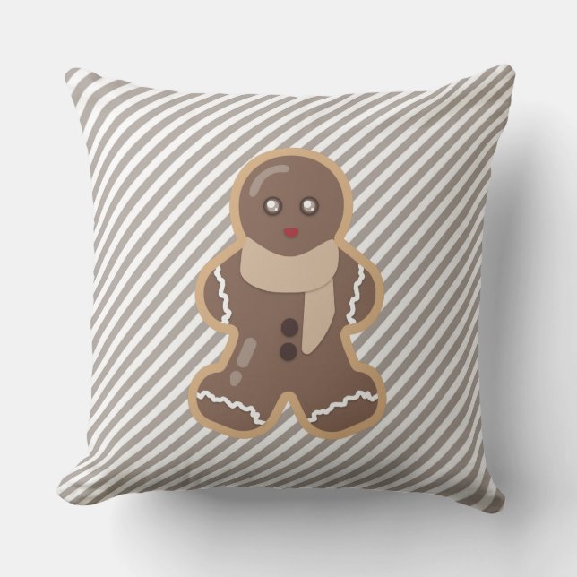 Pepparkaksgubbe Beige/Lila Rand Pillow Kudde (Framsida)