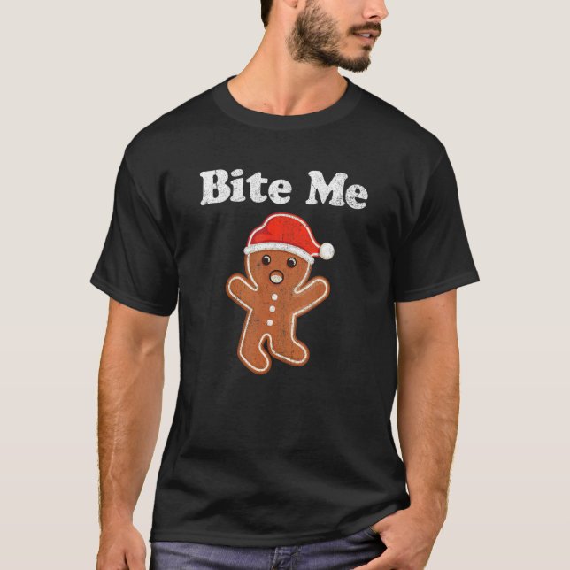Pepparkaksgubbe Bita God jul Cookie Costume T Shirt (Framsida)