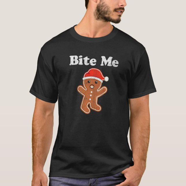 Pepparkaksgubbe Bita God jul Cookie Costume T Shirt (Framsida)