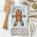 Pepparkaksgubbe Blue Monogram God jul Kökshandduk<br><div class="desc">Fira julhelgen med den anpassningsbar pepparkaksgubbe God jul kökshandduken. Med en söt pepparkaksgubbe med rött knä, ett proaktivt "God jul" hälsning och ett personlig monogram på blå bakgrund, lägger den här handduken till en roligt och en feg beröring på ditt köldspel. Perfekt för presenter eller för att lägga till en...</div>