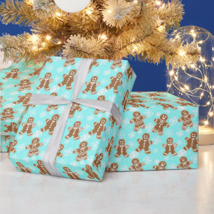 Pepparkaksgubbe Blue Snowflake Mönster Presentpapper