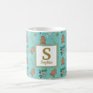 Pepparkaksgubbe, Bows och Candy cane monogram Kaffemugg